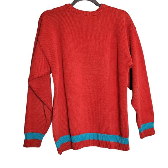 Vintage Red Southwestern Style Sweater L By Heirlooms Aztec Pattern USA - Picture 2 of 9